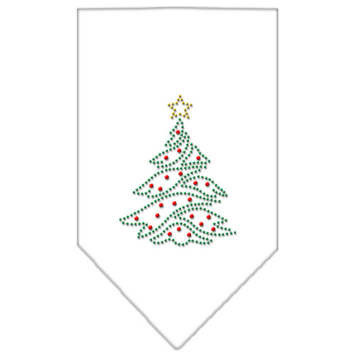 Christmas Tree Rhinestone Bandana White Small